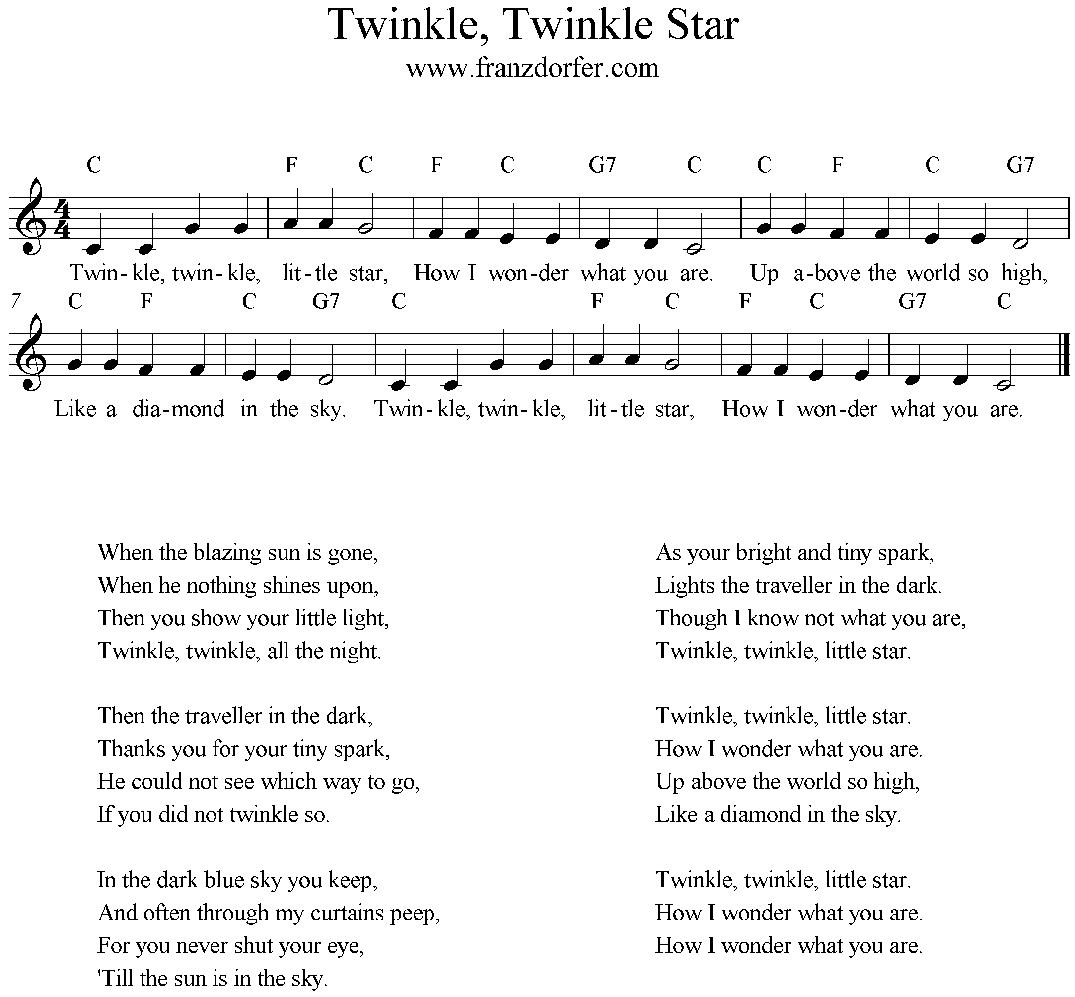 freesheet music Twinkle, Twinkle Star